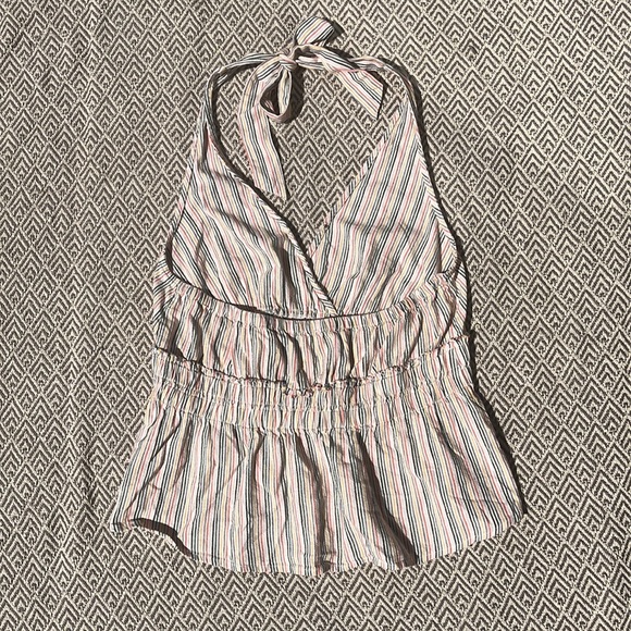 American Eagle striped peplum halter top - Picture 2 of 4